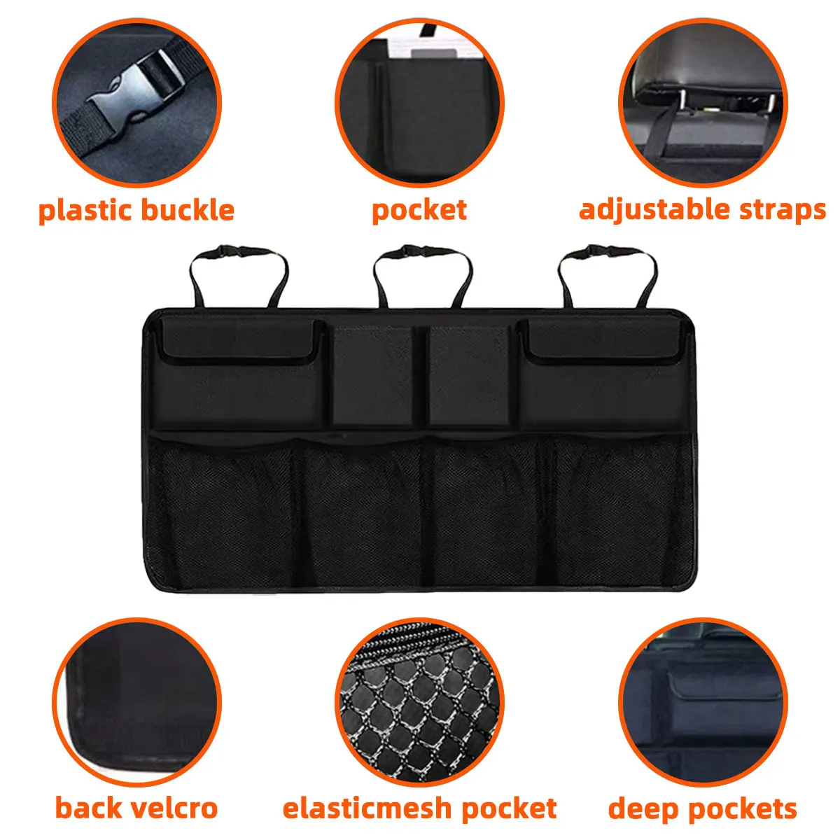 YONGRUN Car Seat Back Storage Bag Interior Organizer Pouch Auto Multi Pocket Travel Holder for Toys Drinks Tools Accessories