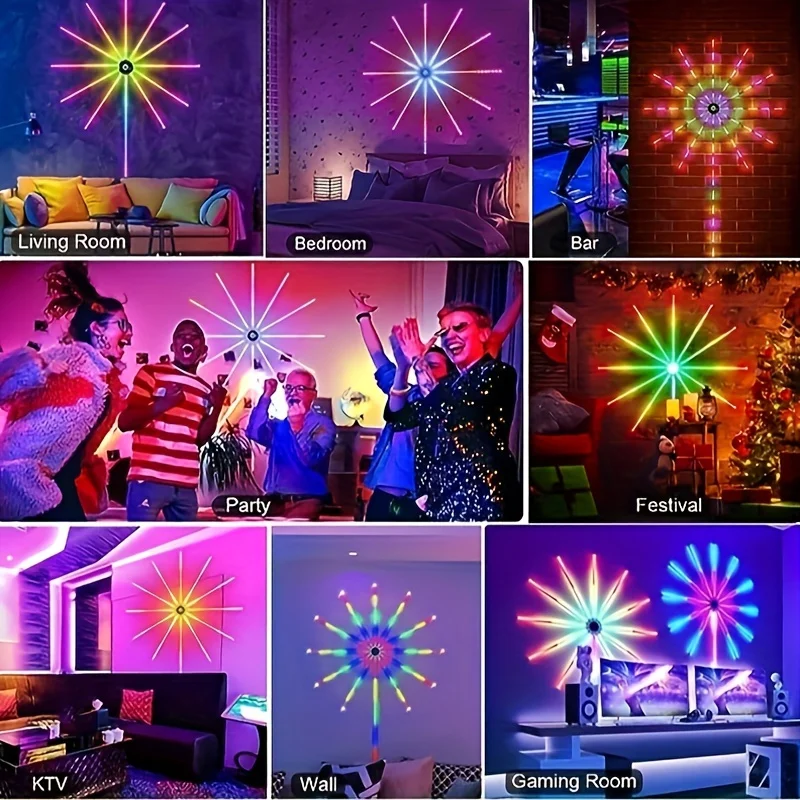 Inteligentne dynamiczne fajerwerki LED z synchronizacją muzyki listwy RGB LED sterowaniem światłem USB do wystrój salonu