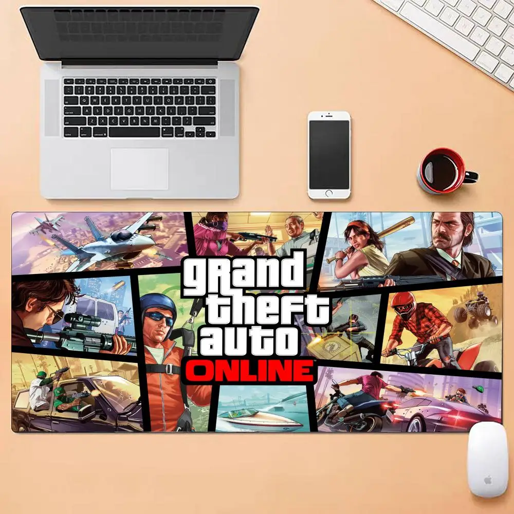 لوحة ماوس أوتوماتيكية من Game GTA Grand Theft مقاسات متعددة كبيرة مربعة للكمبيوتر المكتبي، مفارش طاولة ألعاب مطاطية مضادة للانزلاق #3