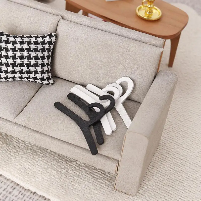 10Pcs Dollhouse 1/12 Furniture Toy Wooden White/Black Doll Clothes Rack Cosplay Mini Cloth Organizer Gift Miniature Model