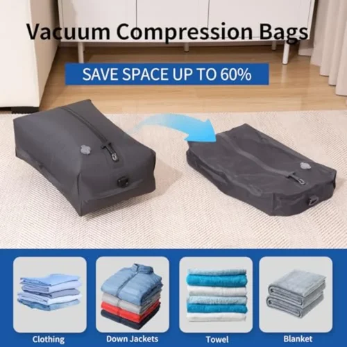 Imagen 2 del producto Cubos de embalaje de compresión de viaje, bolsas organizadoras selladas al vacío para equipaje, organizadores de ropa ligeros e impermeables para hombres W
