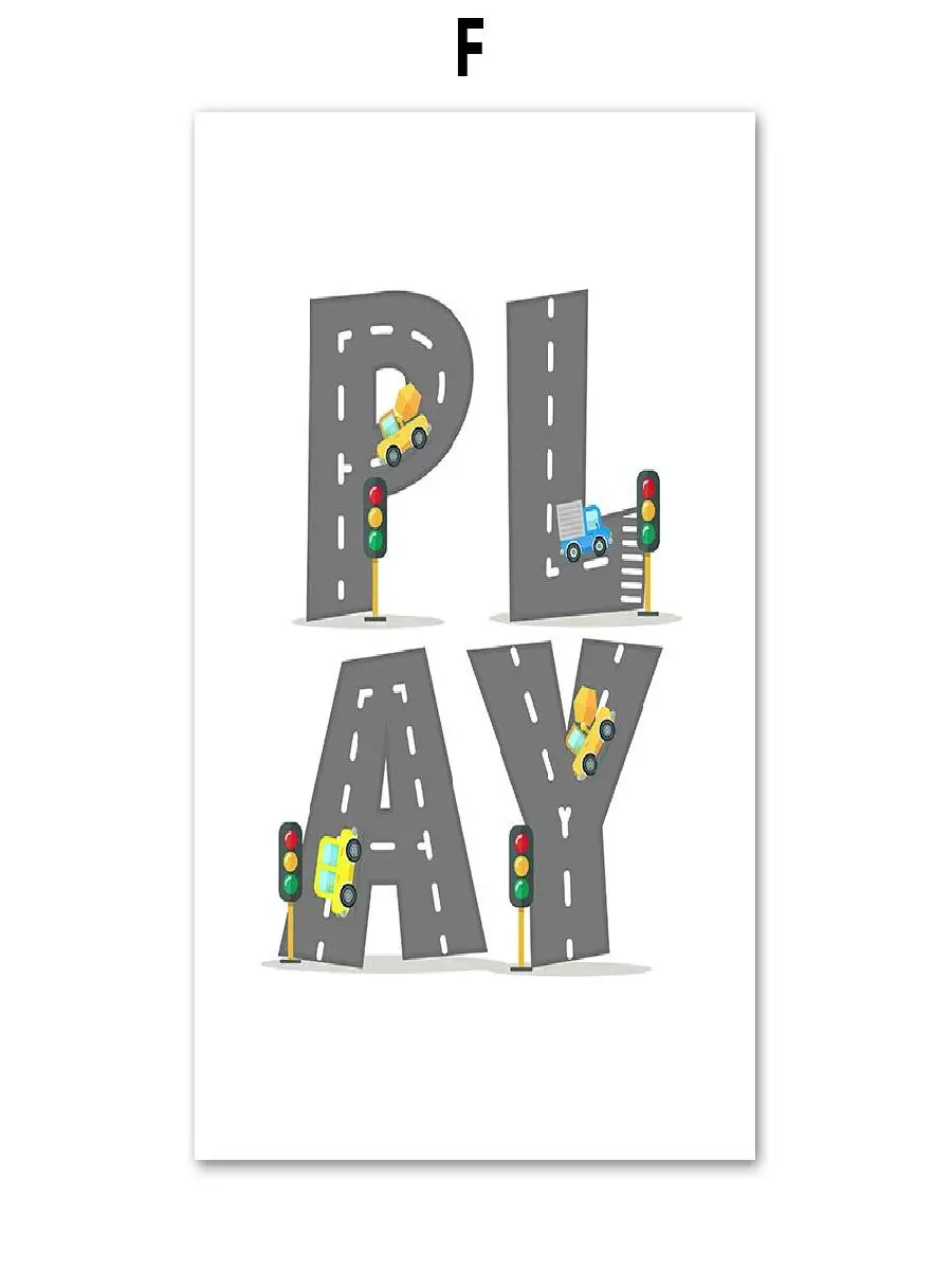 1PC Frameless  Kids Room Decor Alphabet Learning Vehicles Canvas Art  Fire Truck  Ambulance Nursery Wall Posters
