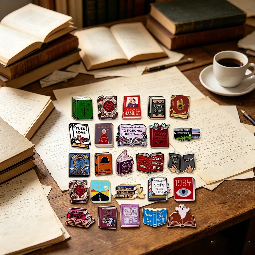 Book Lover Enamel Pins Classic Literature And Literary Quote Brooches Fantasy-Themed Backpack Badges Jewellery Gifts For Friends