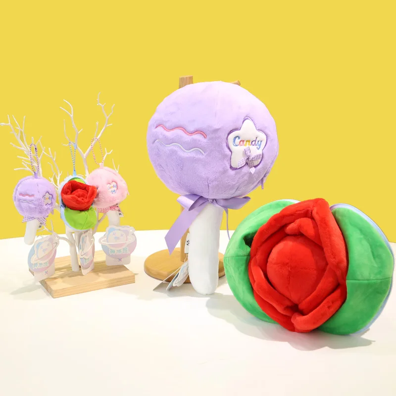 new funny A lollipop transforms into a rose Exquisite craftsmanship Cute Plush Pendant Doll Valentine's Day Surprise Gift