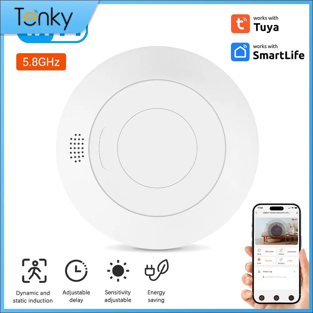 

Tuya Wifi Human Presence Detector MmWave PIR Montion Sensor Luminance Detection Smart Home Built In Relay Lighting