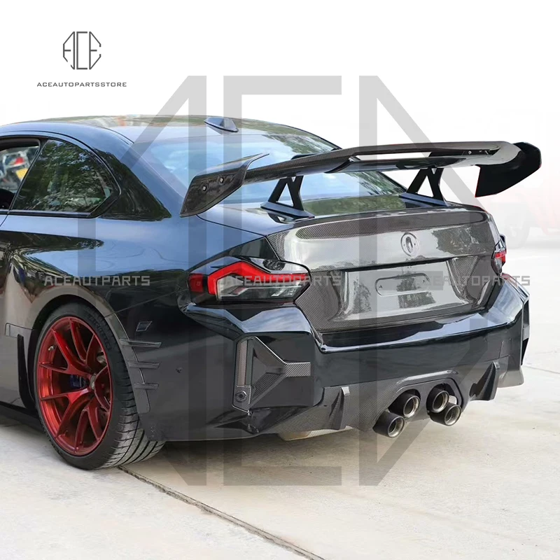 For BMW M2 M4 M3 G80 G82 G87 Dry Carbon Fiber Spoiler Fiber Rear Roof Spoiler Wing Trunk Lip Boot Cover Open hole Styling