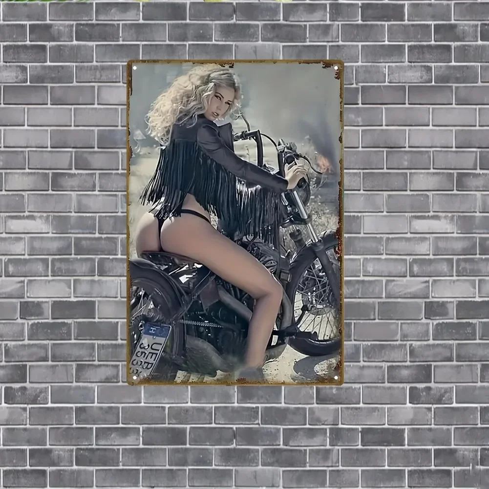 Tin Sign - Vintage Durable Metal Plaque Wall Decor, Home Office Bar Man Cave Biker Pin Up Girl Motorcycle Wall Art