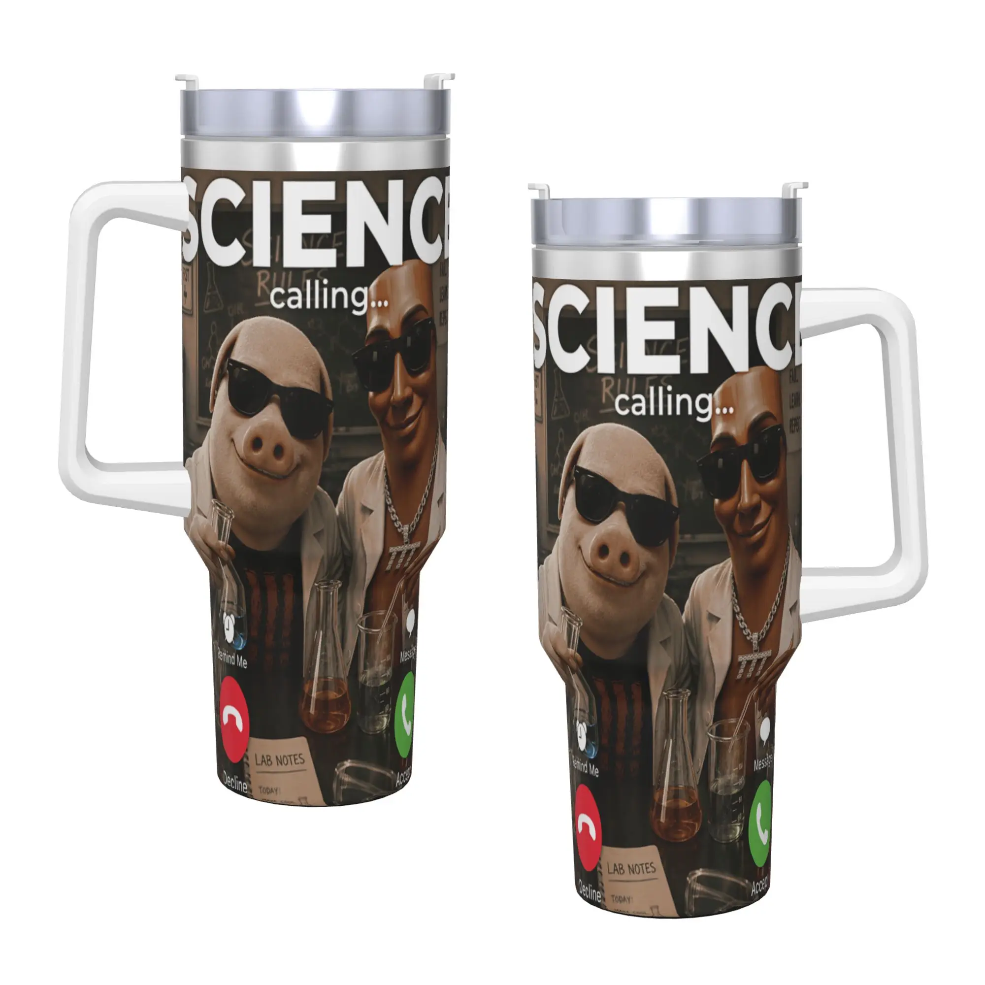 Lab Experiment Bros Tung Sahur John Pork Science Lab Meme Stainless Steel Tumbler Thermal Cups With Straws Large Mugs Cup