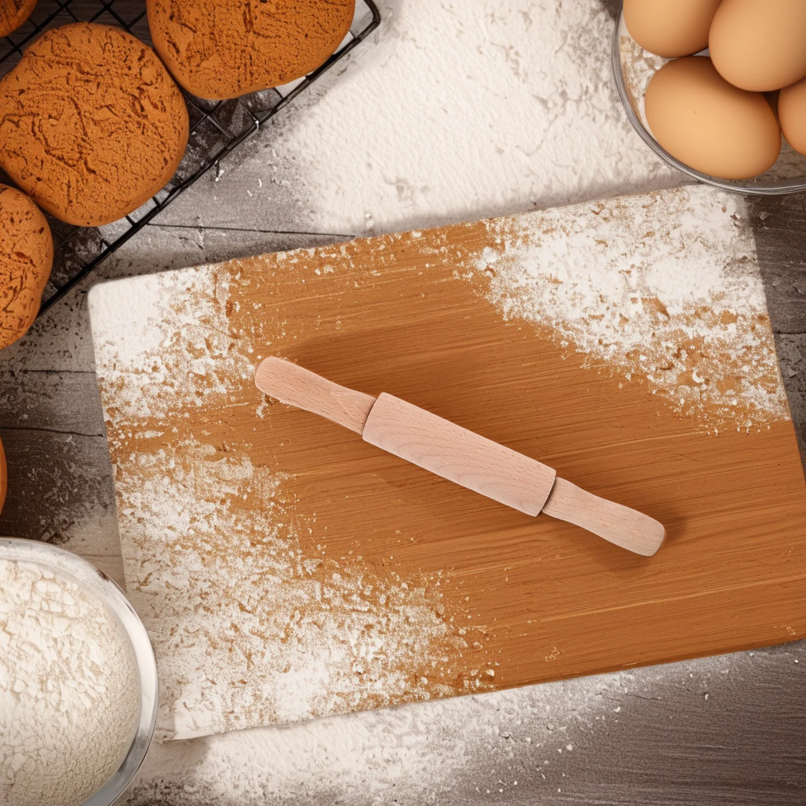 Wooden Rolling Pin 23CM Pastry Tool for Clay Craft Christmas Holiday Fun Kitchen Activity Toy