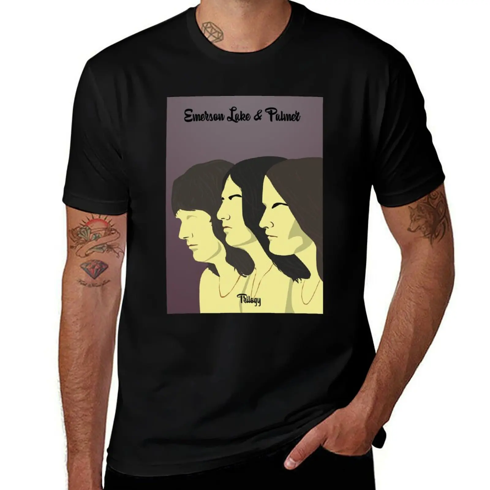Emerson Lake and Palmer Trilogy Poster T-Shirt Classic Graphic Short Sleeve Top T-Shirt