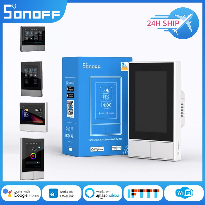 Sonoff-インテリジェントシーンスイッチ,オールインワンコントロール,HDMIウォールパネル,eu,us,wi-fi,alexa,alice,nspanel,nspanelをサポート