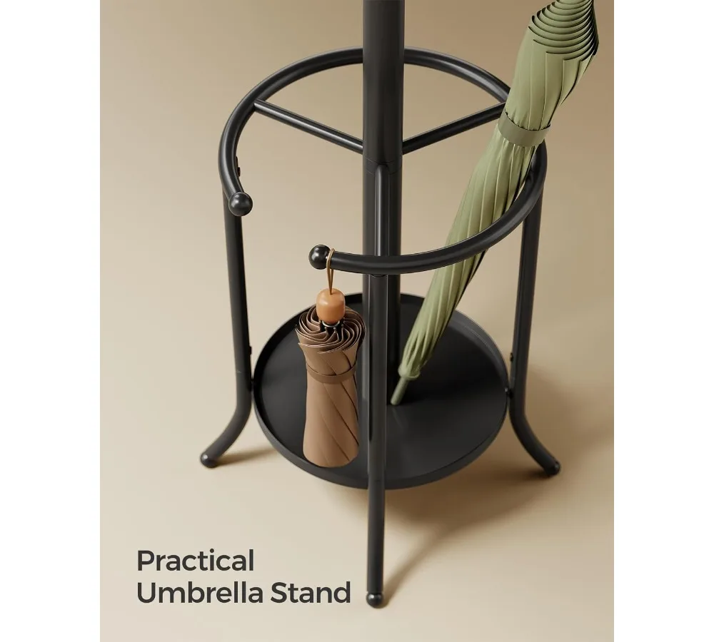 رف معطف قائم بذاته مع حامل مظلة، 12 خطافًا واقٍ لتخزين المدخل وغرفة المعيشة وغرفة النوم #3