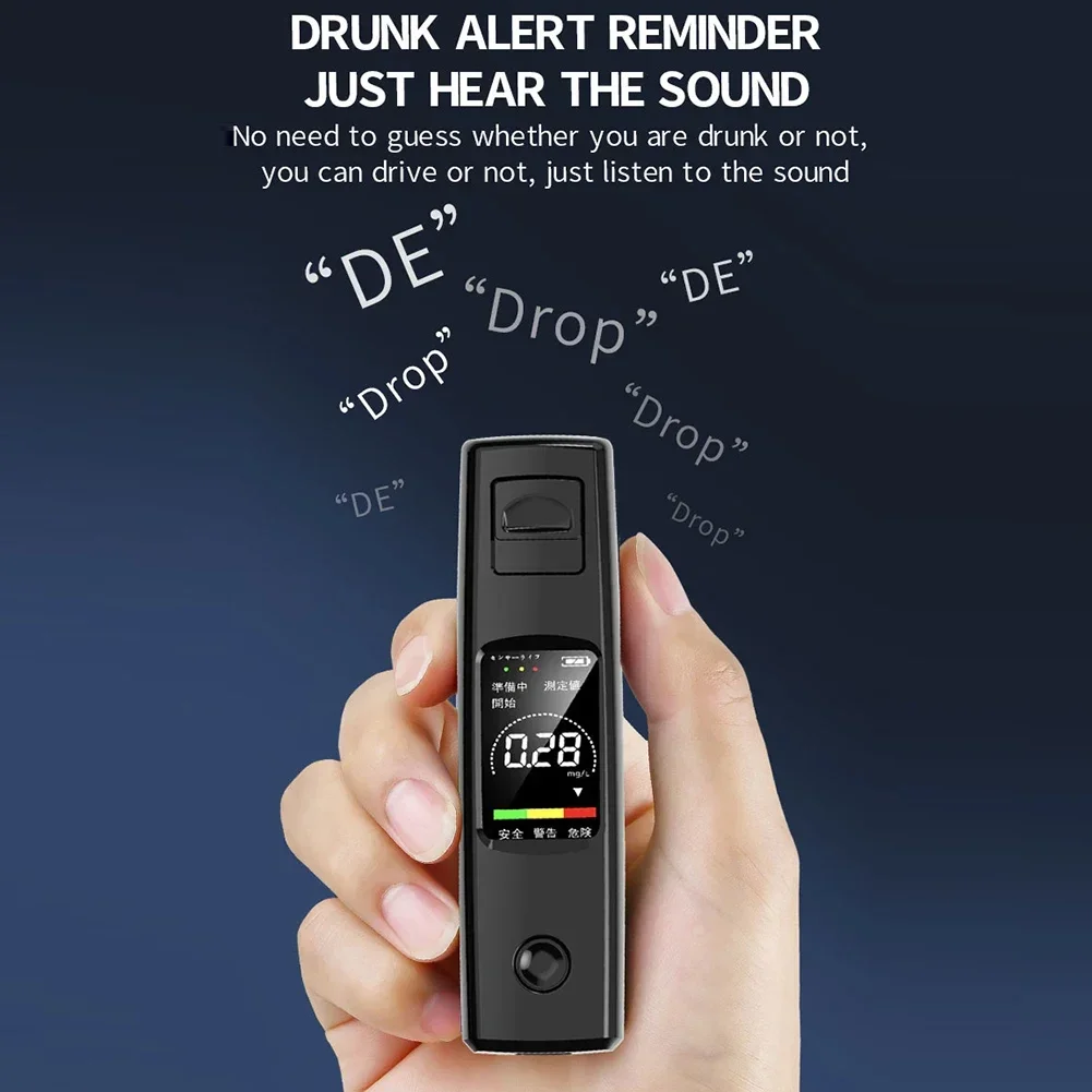 Professional Breathalyzer Rechargeable Portable Breath Alcohol Tester Light & Sound Accurate with LCD Display 3 Color Indicator