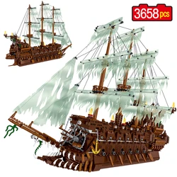 3658pcs MOC Flying Dutchman Netherlands Ship Model Building Blocks Friends Oversized Pirate Boat Ship Bricks Toys for Kids Gifts