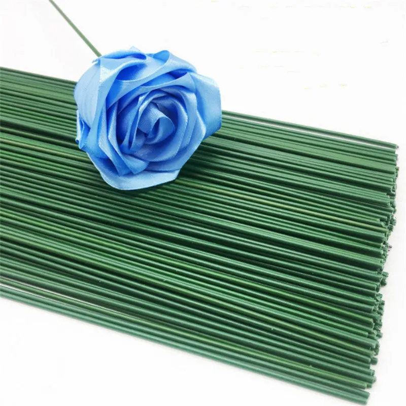 10Pcs 20/30/40cm Artificial Green Flower Stem Floral Material Handmade Wire Stem Accessoies DIY Flower Bouquet Craft Decoration