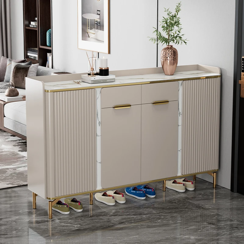 

Jazz white rock slab shoe cabinet large-capacity porch cabinet at home door light luxury home partition cabinet simple modern pa