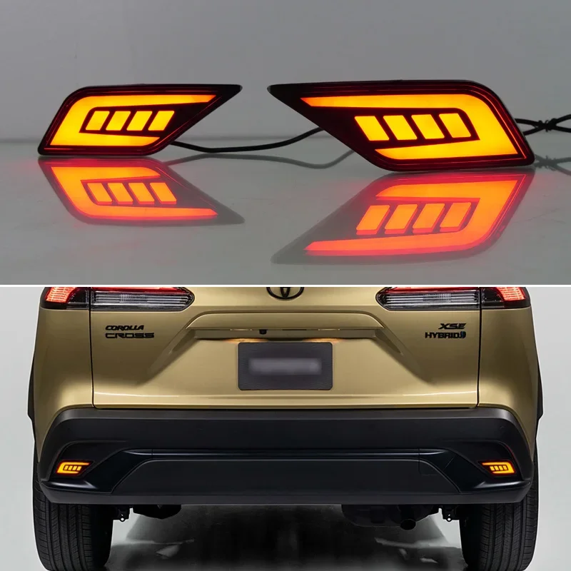 LED Rear Bumper Reflector Light For Toyota Corolla Cross 2023-2024 3-in-1 Functions Rear Running Light + Brake + Turn Signal