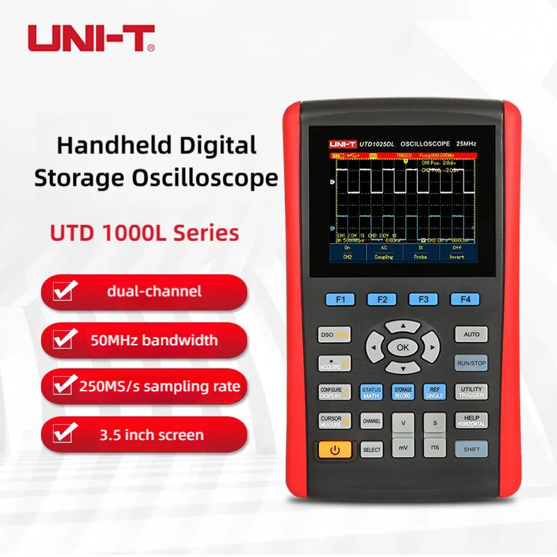 

UNI-T UTD1025CL/1050CL/1025DL/1050DL Handheld Dual Channel Oscilloscope with Digital Storage Bandwidth 200MHz Oscilloscope