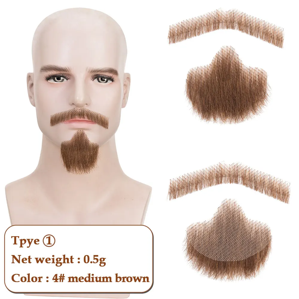 Gefälschter Bart für Männer, realistisch, 100 % Echthaar, vollständig handgebunden, Spitzbart, falsche Bärte, Spitze, unsichtbarer gefälschter Schnurrbart für Halloween-Dressing – Detail 9