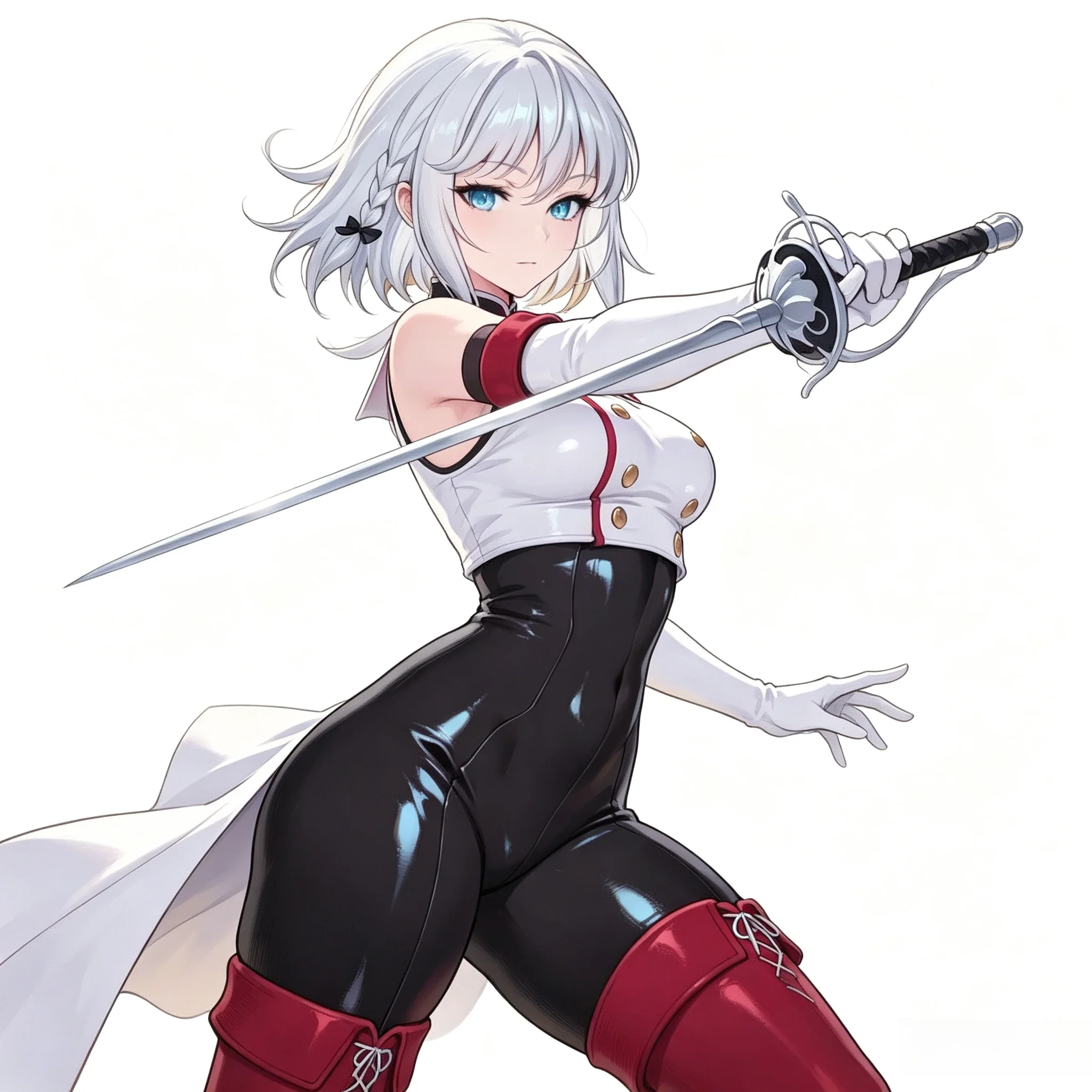 Silver Short Hair Blue Eyes Sword Anime Girl Vinyl Sticker  Weatherproof Decal for Car Motorcycle Window Laptop Decor
