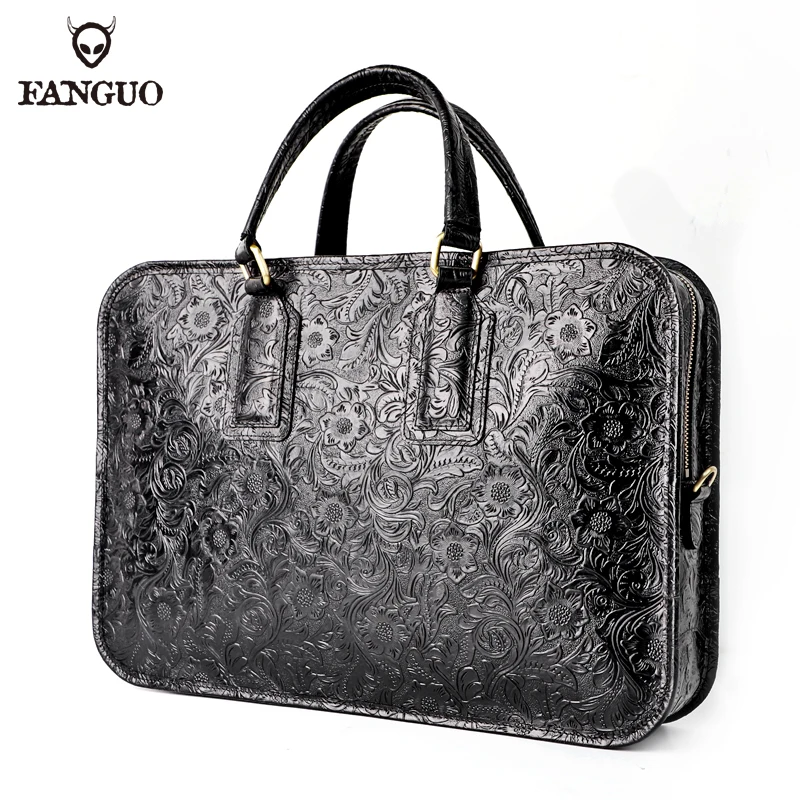 Borsa a tracolla in pelle da uomo d'affari Frist Layer Borse a tracolla a tracolla in pelle bovina per uomo Borsa per laptop da 13 pollici Borsa a mano Valigetta