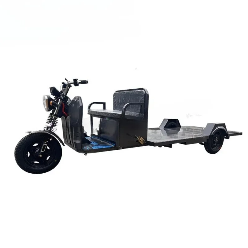Electric tricycle freight king flat tricycle high power decoration building materials transportation range extender