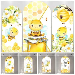 Cartoon Cute Bee Collecting Honey Sunflower Kid Birthday Party Arch Backdrop Custom Kid Room Photography Poster Decor Background