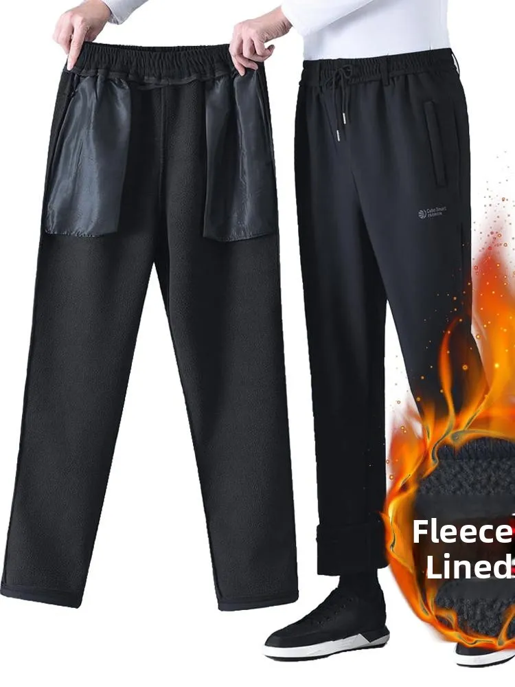 

Спортивные брюки Thiened Fce с высокой талией для осени и зимы, эластичные, повседневные, теплые, длинные, для мужчин среднего возраста