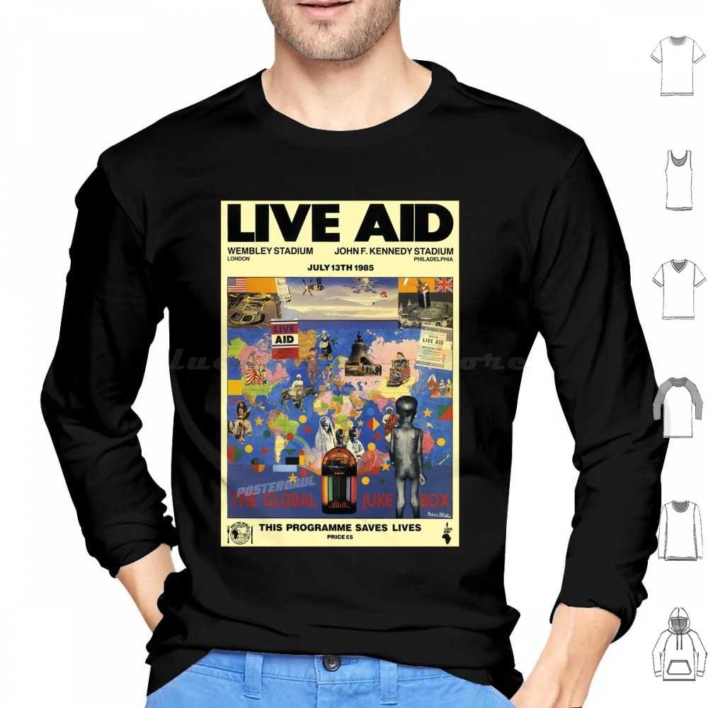 Live Aid 1985 Hoodies Long Sleeve Live Aid 1985 Music Concert Band Live Aid Rhapsody Vintage 80S Vintage Music Trending