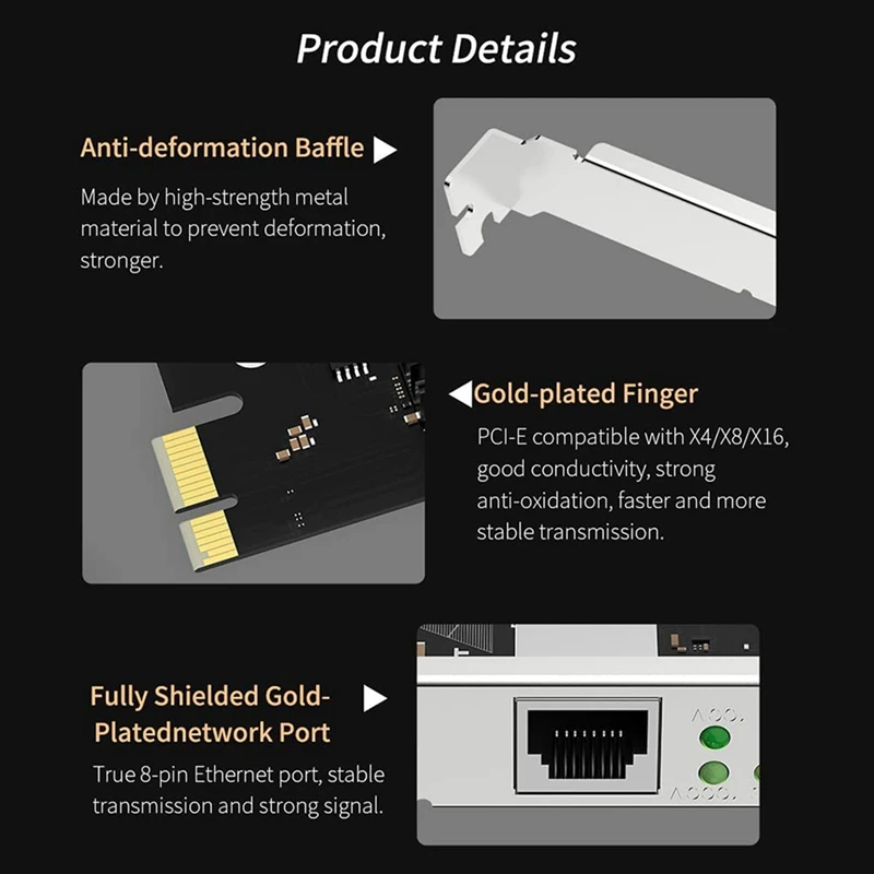Scheda PCIE di gioco scheda di rete Gigabit da 2500Mbps 10/100/1000Mbps RTL8125B RJ45 Computer cablato adattatore di rete pci-e 2.5G
