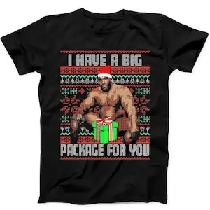 عيد الميلاد عيد الميلاد تي شيرت باري يجلس على السرير لدي حزمة كبيرة قبيحة أسود تي شيرت هدية تي شيرت أسود #2