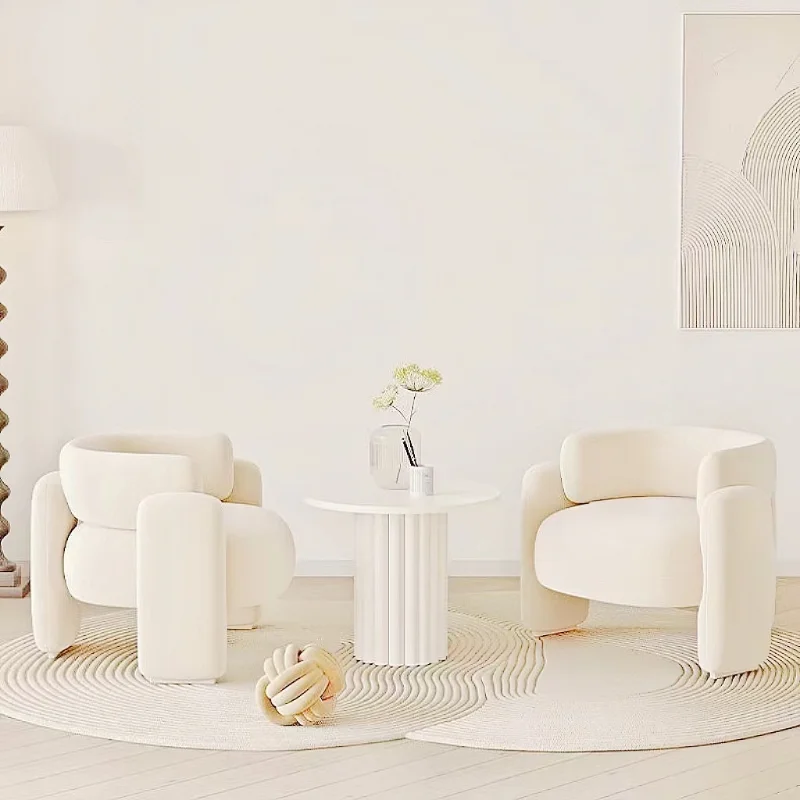 Nordic Light Luxury Sofa Chair, Simple Leisure Single Chair in the Living Room, Cream Style Creative Internet Celebrity