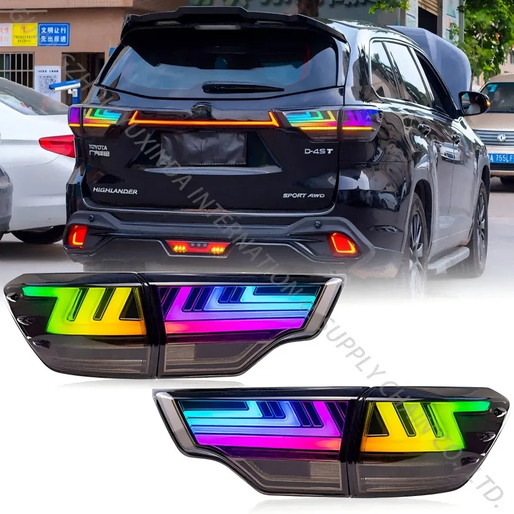 

Задний фонарь RGB для Toyota Highlander 2015-2021, последовательный сигнал, анимация запуска, внедорожник, задние фонари в сборе, аксессуары