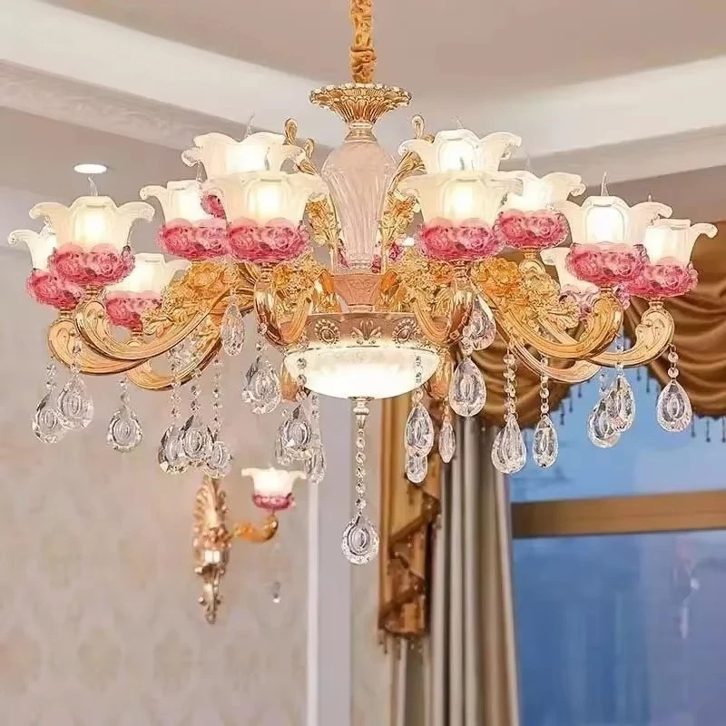 

European Luxury Crystal Chandelier Led American Living Room Restaurant Bedroom Villa Hotel Clothing Store Pendent Lamp