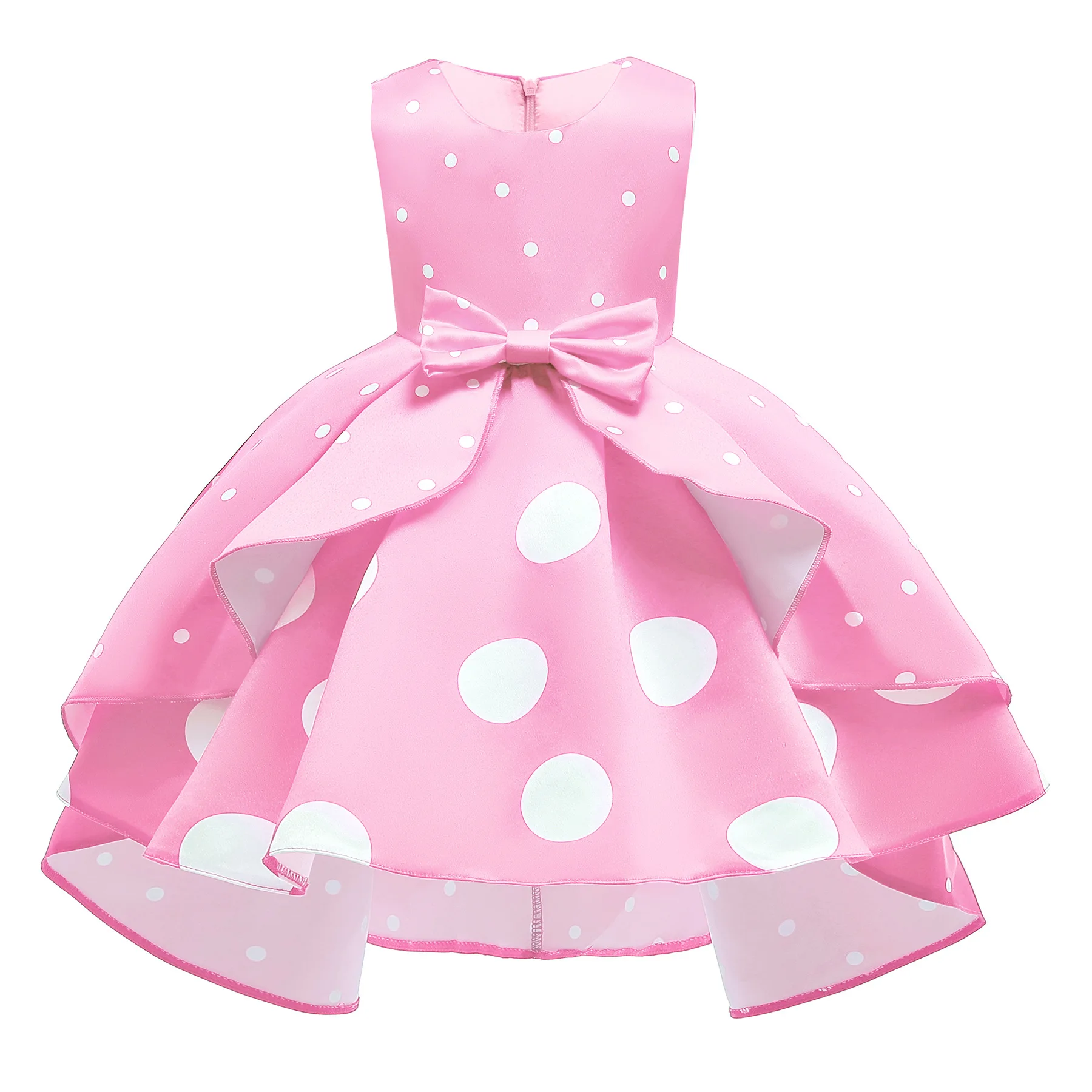 Polka Dot Dress For Girls Princess Girls Dresses Dot Bow Irregular Red Wedding Prom Evening Party Retro Short Summer Kid Costume