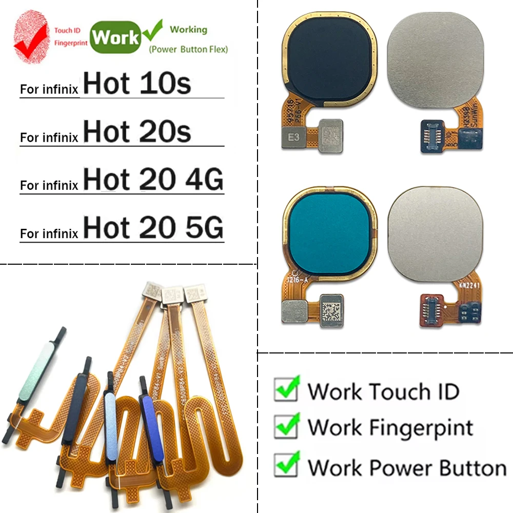 

Кнопка «Домой», датчик Touch ID с отпечатками пальцев, гибкий кабель для infinix Hot 10, 10 s, 20 s 20, 4G, 5G, запасные части