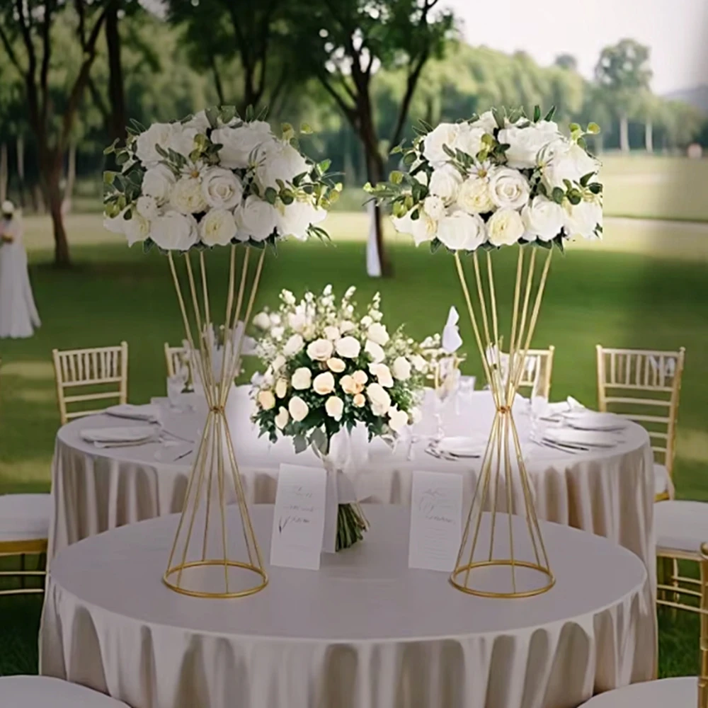 10pcs 80/90/100cm tall white/ black/sliver/gold Stainless Steel Table Gold Metal Flower Stand Display Vase for Wedding Parties
