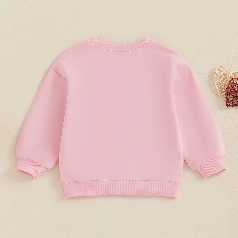 Valentine s Day Girls Heart Embroidered Sweatshirt with Long Sleeves and Round Neck - Cute Pullover for Little Ones