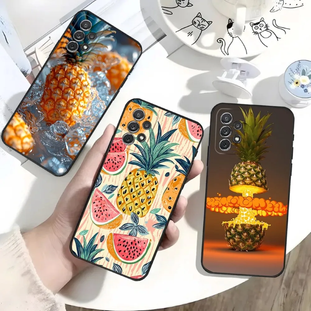 

Cool Pineapple Fruit Phone Case For Samsung S25,S24,S21,S22,S23,S30,Ultra,S20,Plus,Fe,Lite,Note,10 Black Soft Shell