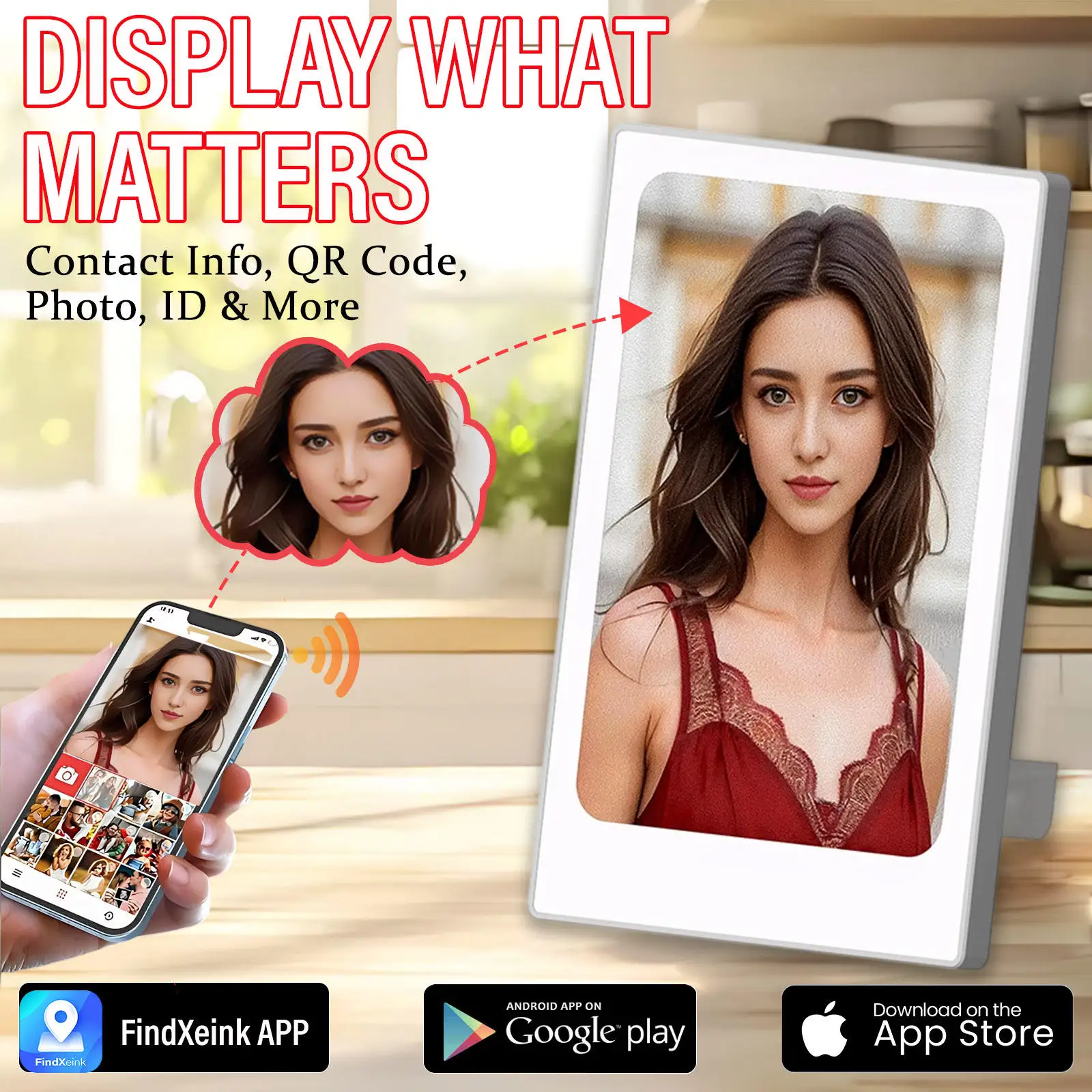 4 Inch Digital Photo Frame E-ink Screen 4 Colors Display Wireless Smart Photo Frame Perfect Gift for Elderly Lovers Families