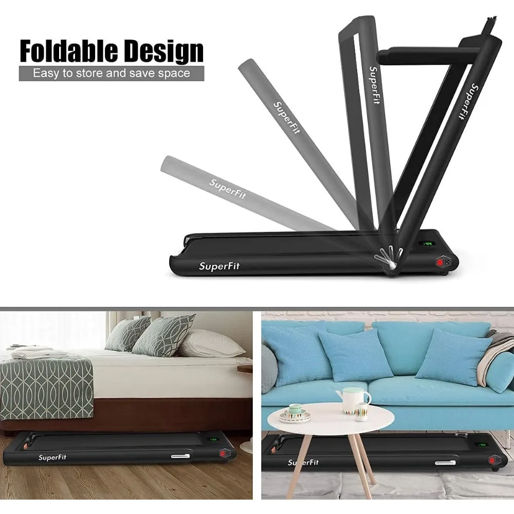 Kompaktes faltbares Laufband mit 2,25 PS, Bluetooth-LED-Monitor und Fernbedienung für kleine Räume