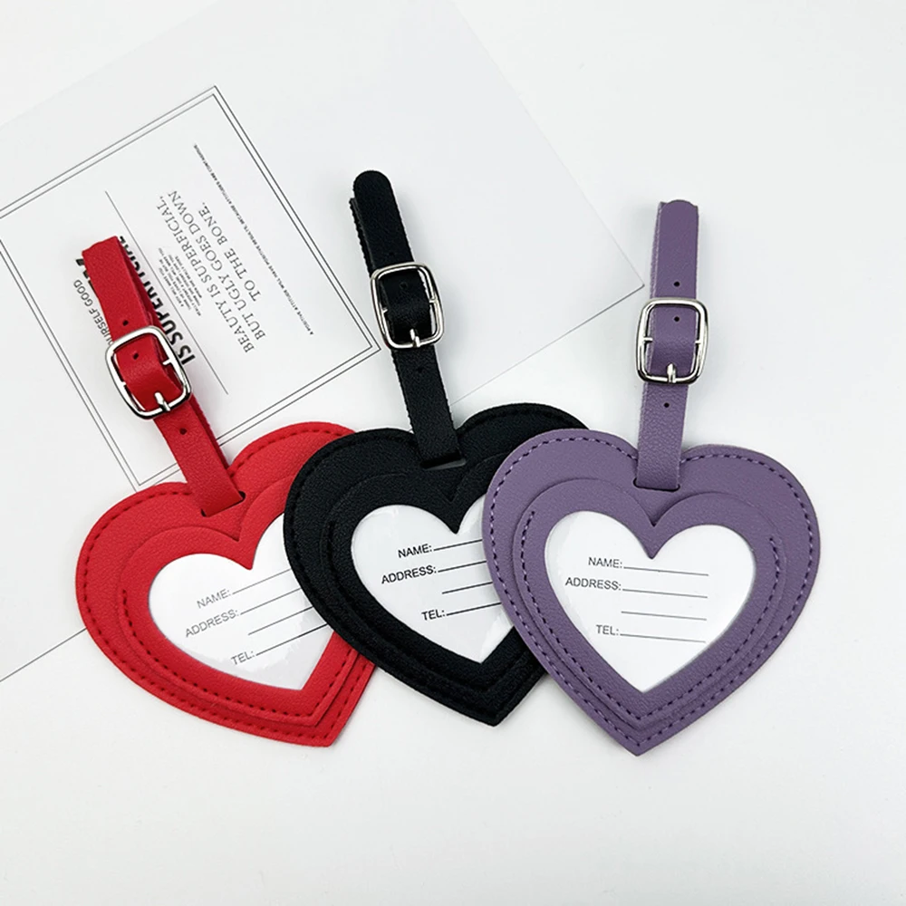 Reise-Herz DIY Namens-Gepäckanhänger Individuelle Buchstaben PU-Leder Großhandel Luxus-Kofferanhänger Hochzeits-Jahrestags-Geschenk Taschenanhänger – Detail 9