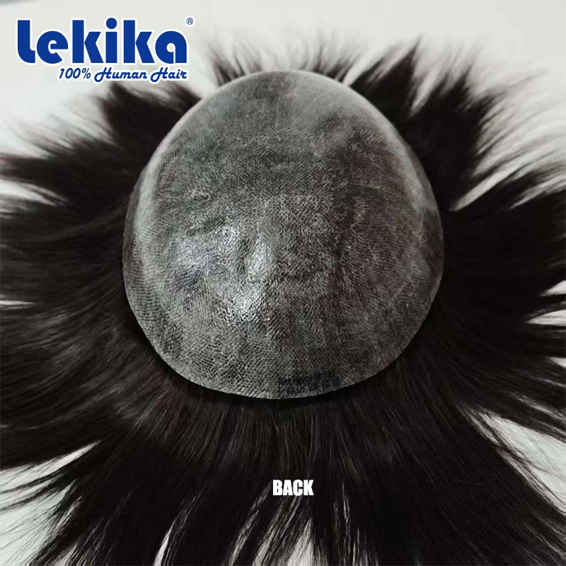 0.12 مللي متر حقن الجلد الشعر المستعار لينة خصلات الشعر المستعار الإنسان مريحة الذكور الشعر الاصطناعية 6 "نظام الشعر للرجل #5