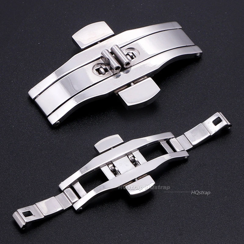 4mm 5mm 6mm Stainless Steel Watch Buckle Double Push Butterfly Watchband Buckle Folding Clasp Metal Watch Button Strap Accessory