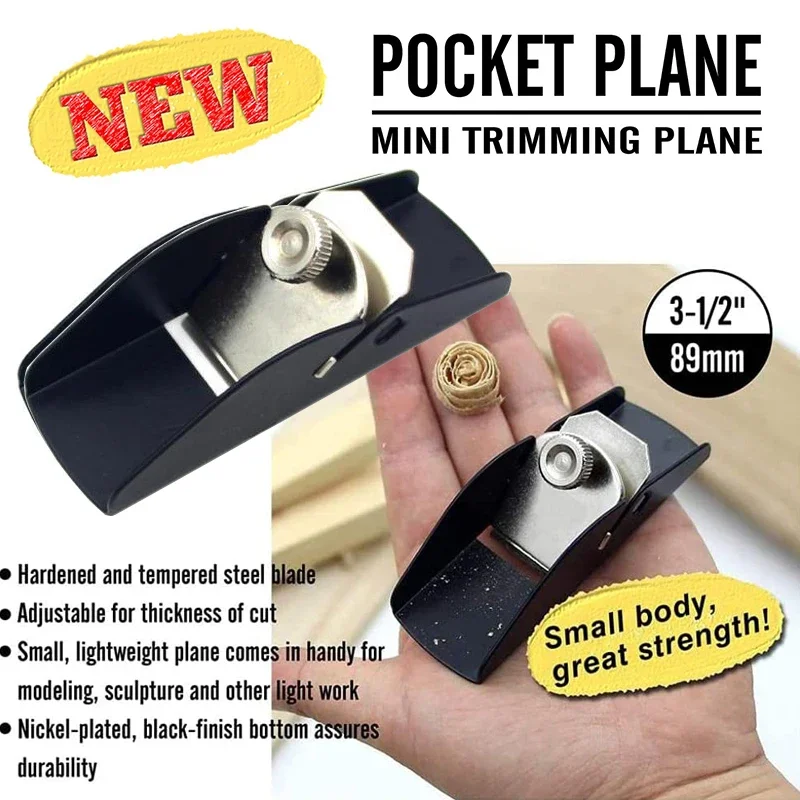 Mini Hand Planer Professional Woodworking Adjustable Flat Bottom Precise Manual Wood Planer for Wood Craft Processing Carving