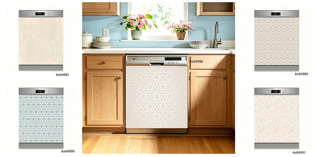 Pale Mint Light Blue Thin Grid Minimal Wardrobe Dishwasher Door Wrap Sticker Self Adhesive Cabinet Washer Wallpaper Decor