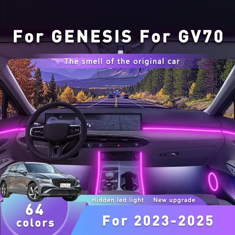 

FILIPLI для GENESIS GV70 для 2023-2025 DIY умная многоцветная RGB автомобильная самоклеящаяся светодиодная лента с управлением через Bluetooth