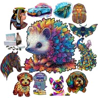High Quality Hedgehog Jigsaws DIY Wood Jigsaw for Kids Adult Dog Wooden Animal Puzzle Brain Twister Intelligent Toys Home Deco