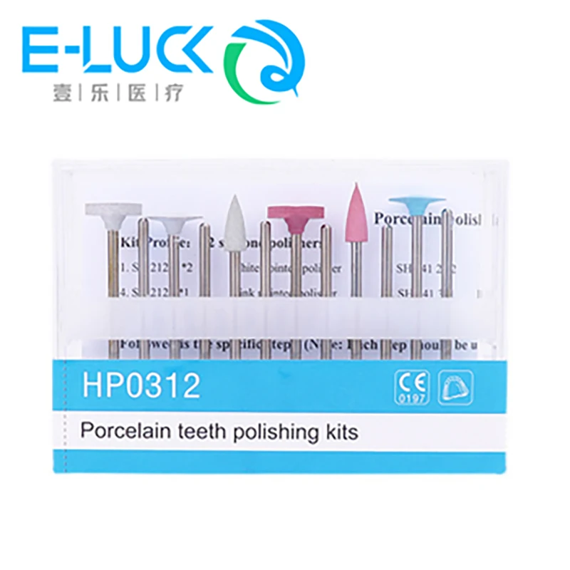 

12Pcs/Box Dental Porcelain Teeth Polishing Kit HP0312 Composite Polishing Stone Kits for Low Speed Handpiece Tools