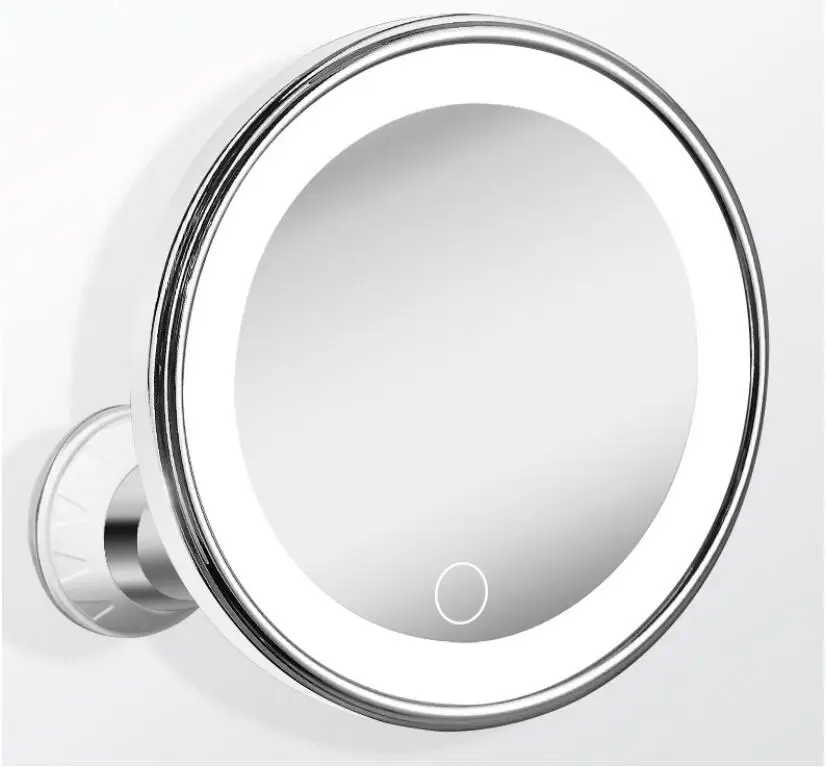 10x Magnifying LED Makeup Mirror with Suction Cup, 360-Degree Foldable Bathroom Wall Mount Mirror with Light